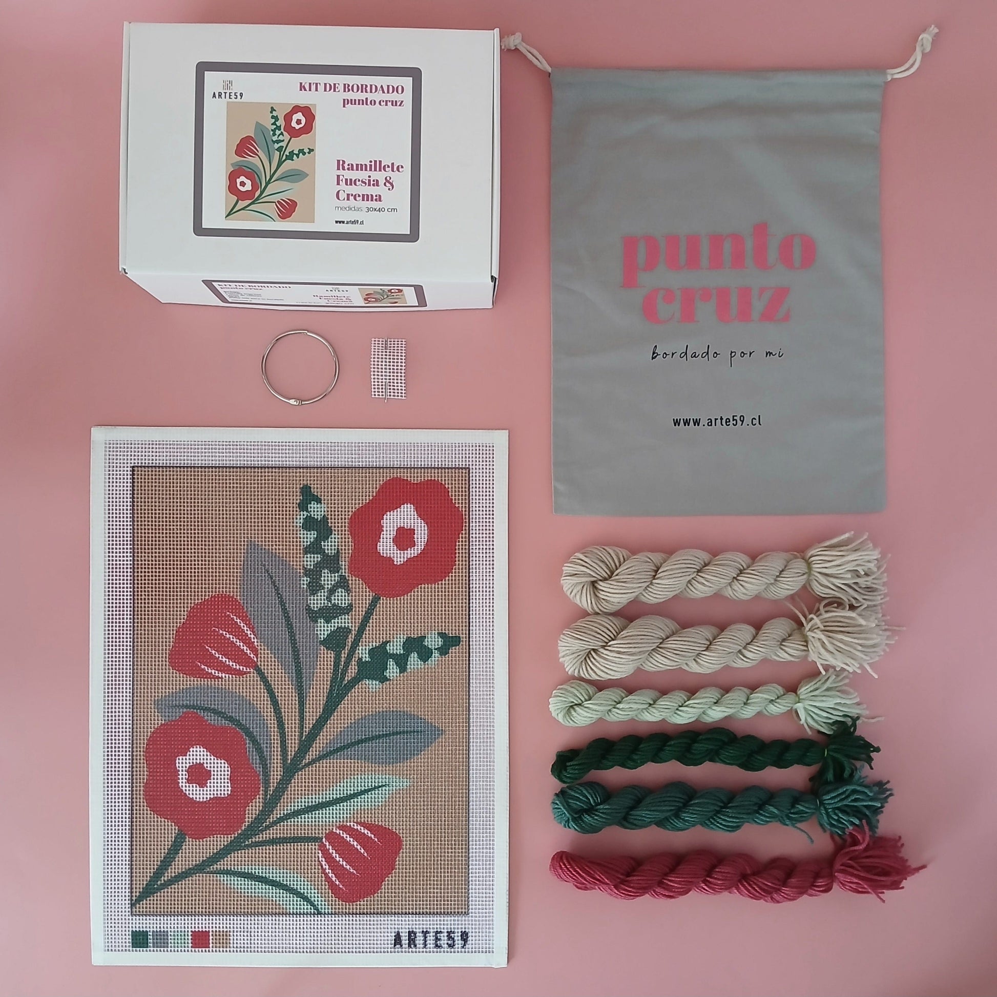 Arte59 Kit de 30x40 cm Kit ramillete fucsia y crema 30x40 cm