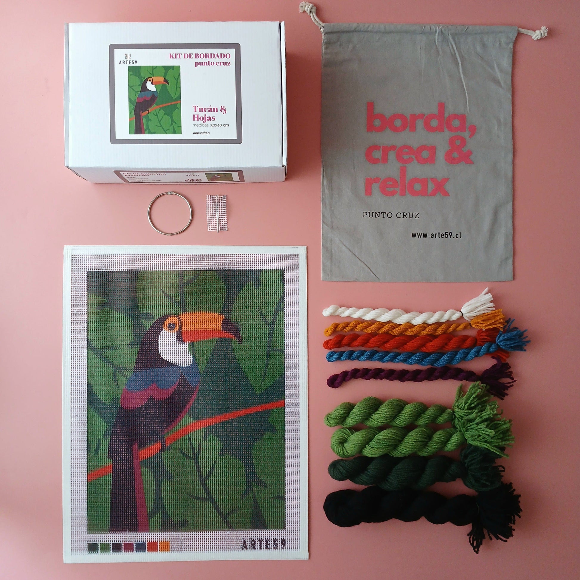 Arte59 Kit de 30x40 cm Kit tucán y hojas 30x40 cm