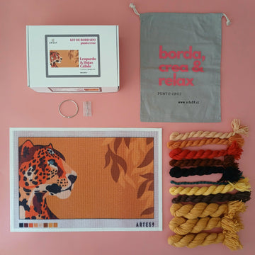 Arte59 Kit de 30x50 cm Kit 30x50 cm leopardo y hojas cálido