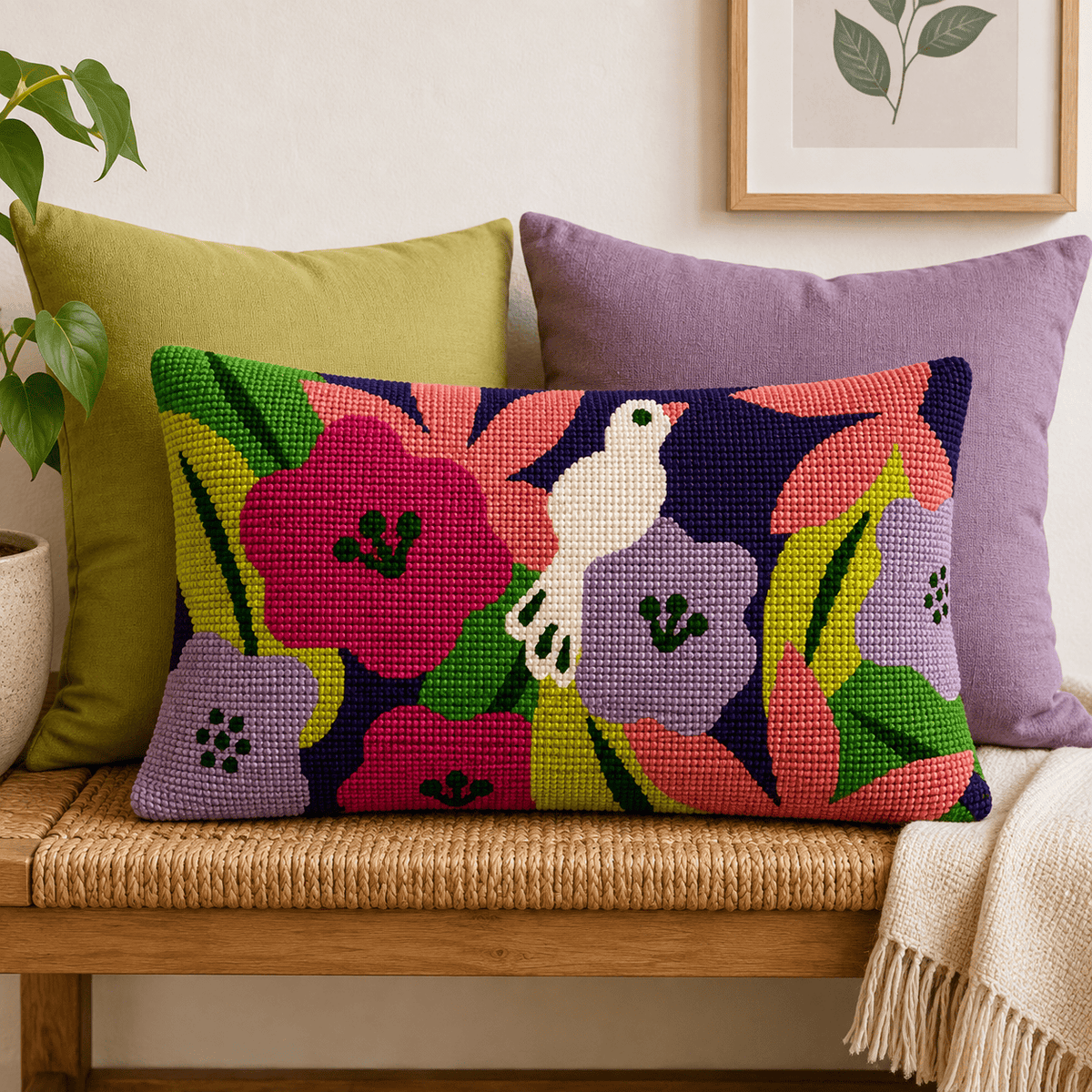 Arte59 Kit de 30x50 cm Kit 30x50 cm pájaros ilustrados morado