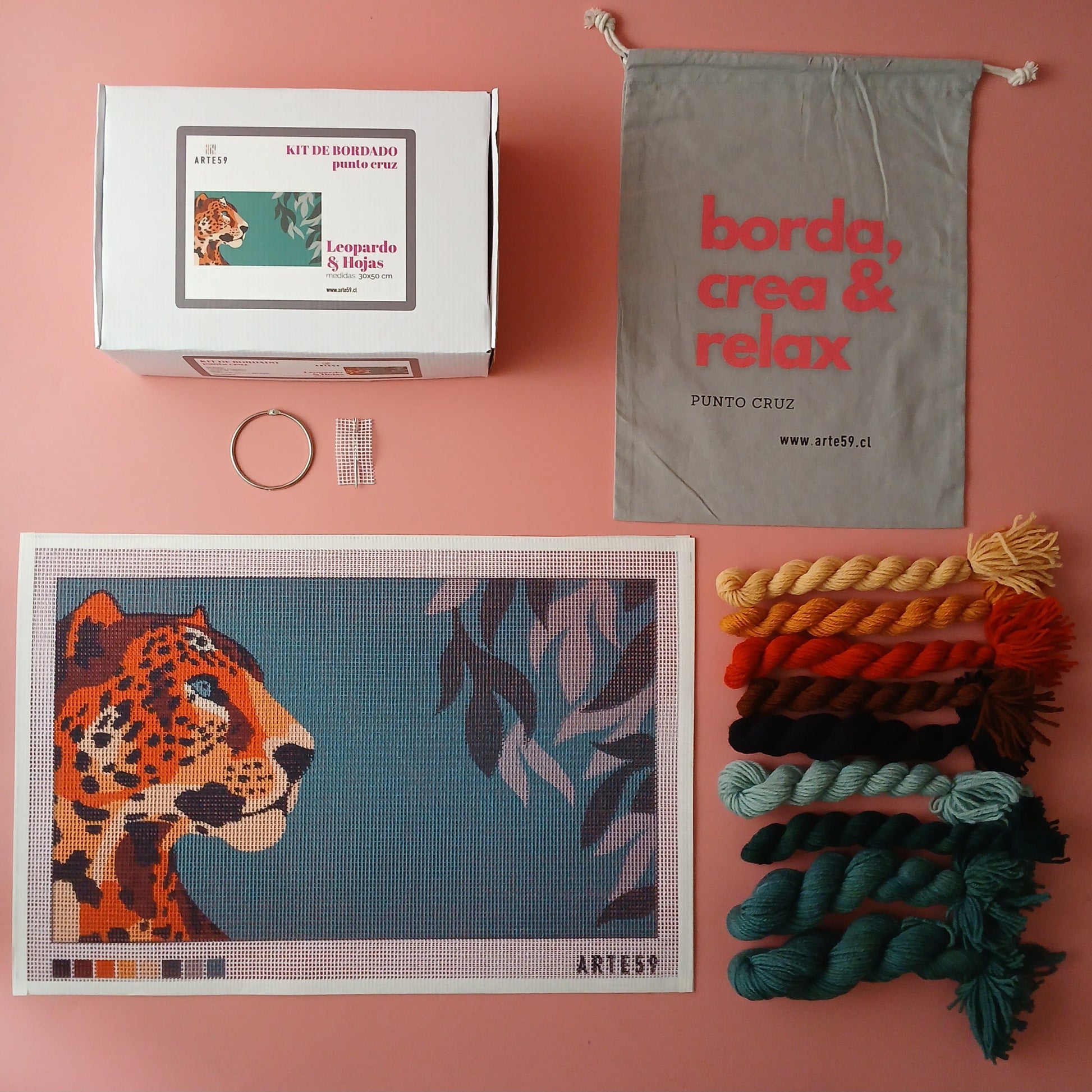 Arte59 Kit de 30x50 cm Kit leopardo y hojas 30x50 cm