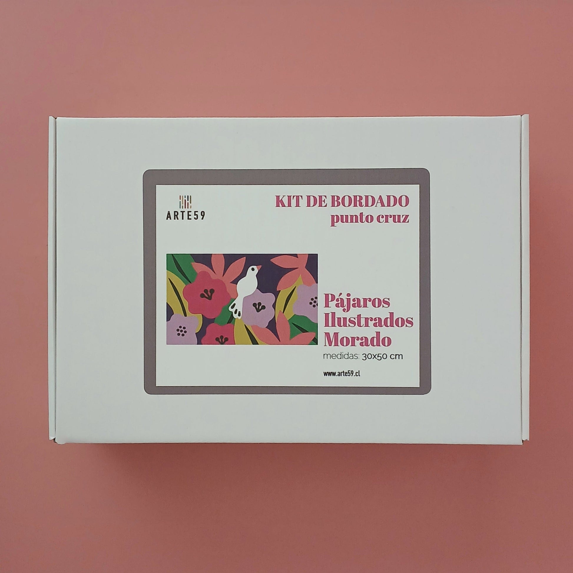 Arte59 Kit de 30x50 cm Kit pájaros ilustrados morados 30x50 cm