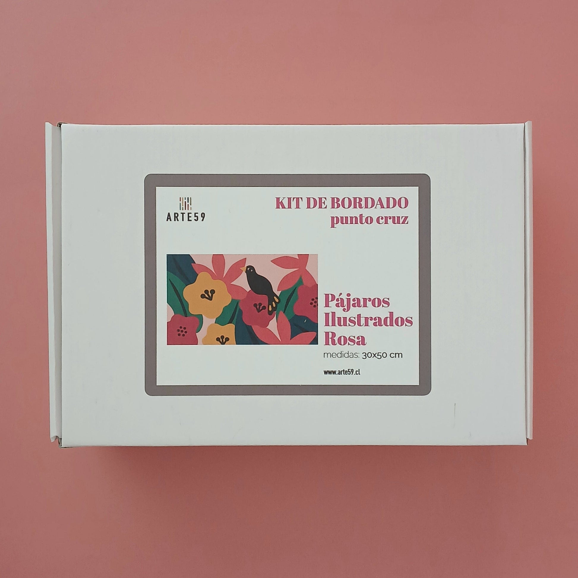 Arte59 Kit de 30x50 cm Kit pájaros ilustrados rosa 30x50 cm