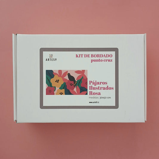 Arte59 Kit de 30x50 cm Kit pájaros ilustrados rosa 30x50 cm