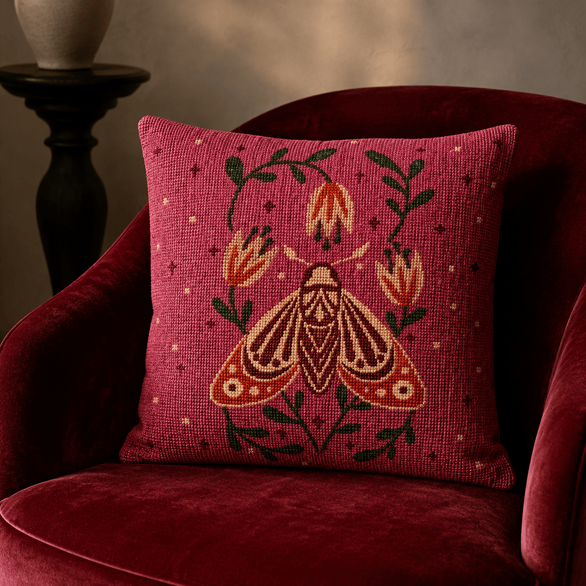 Arte59 Kit de 40x40 cm Kit 40x40 cm polilla fucsia y flores