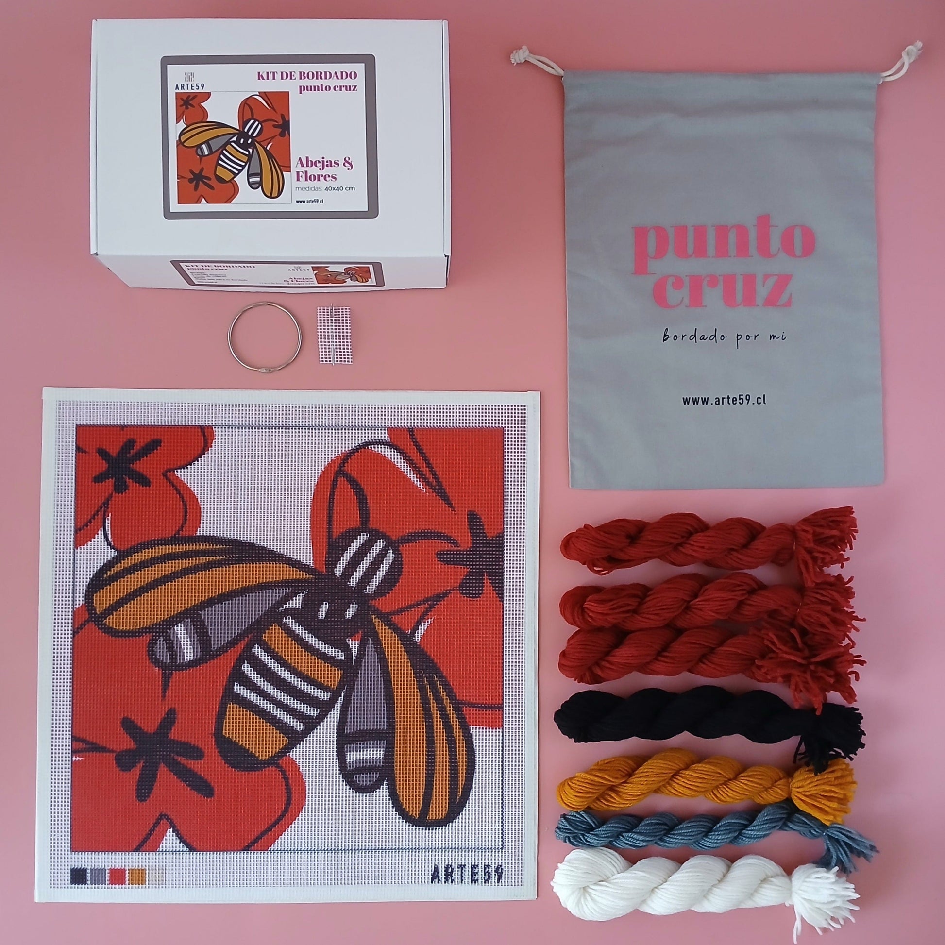 Arte59 Kit de 40x40 cm Kit abejas y flores 40x40