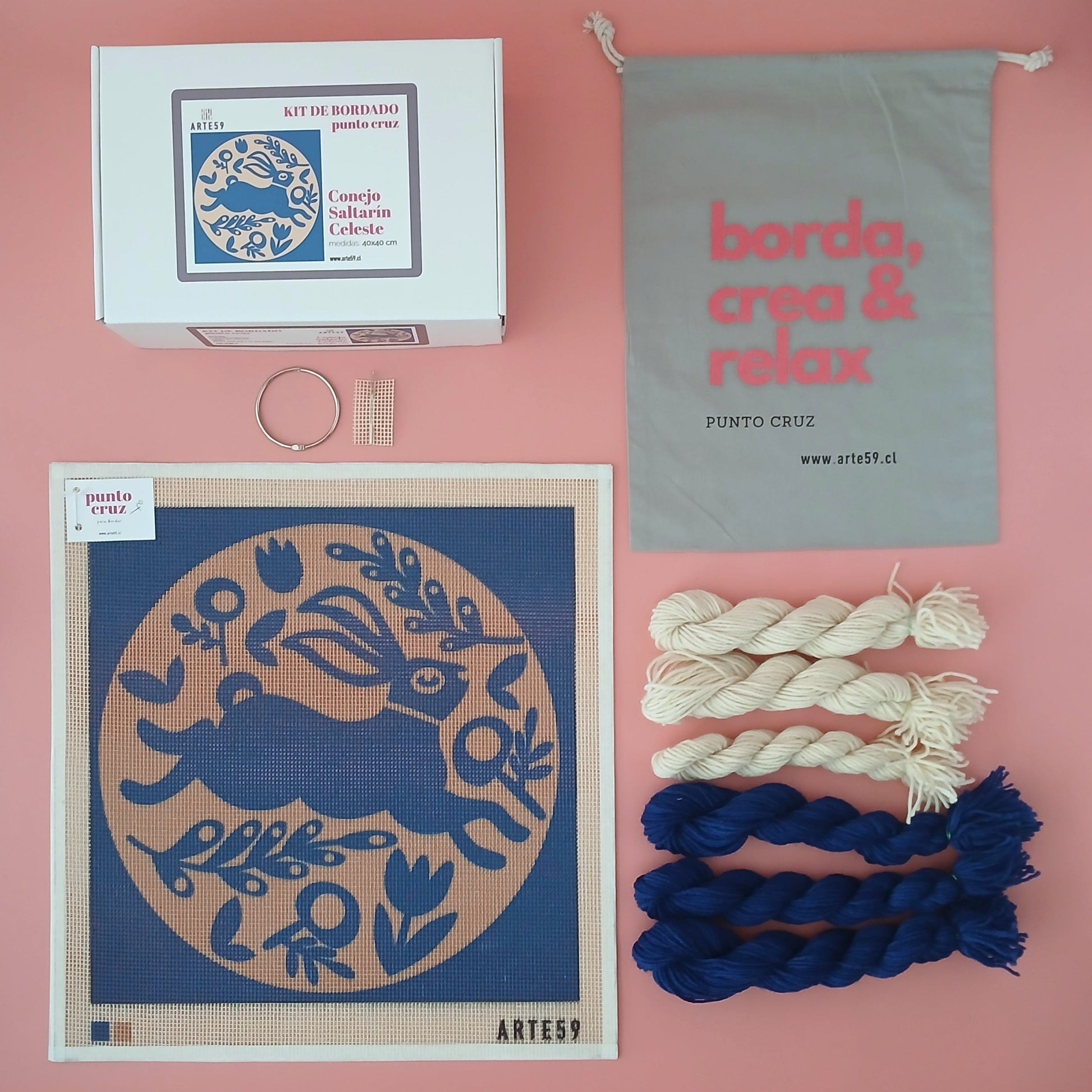 Arte59 Kit de 40x40 cm Kit conejo saltarín celeste 40x40 cm