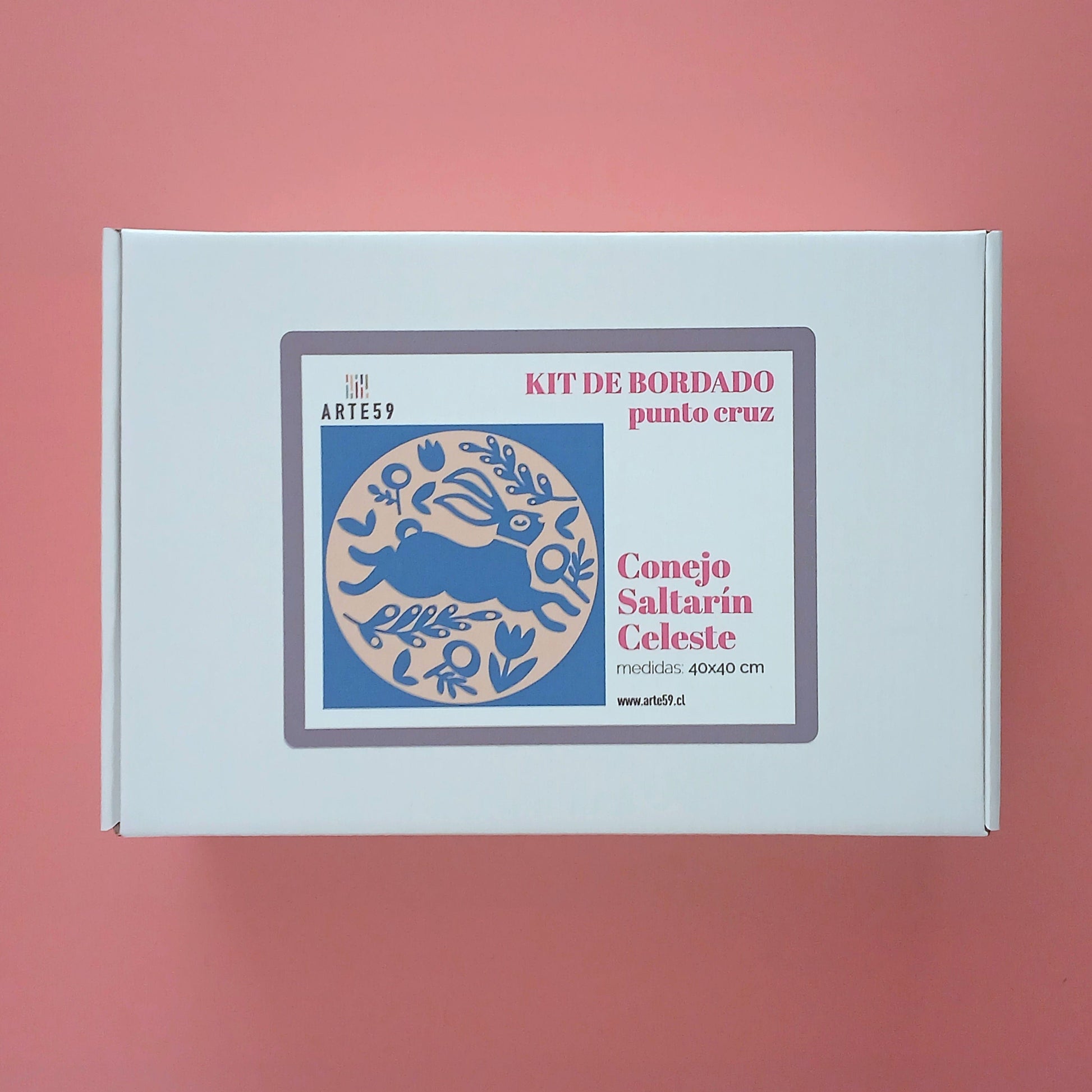 Arte59 Kit de 40x40 cm Kit conejo saltarín celeste 40x40 cm