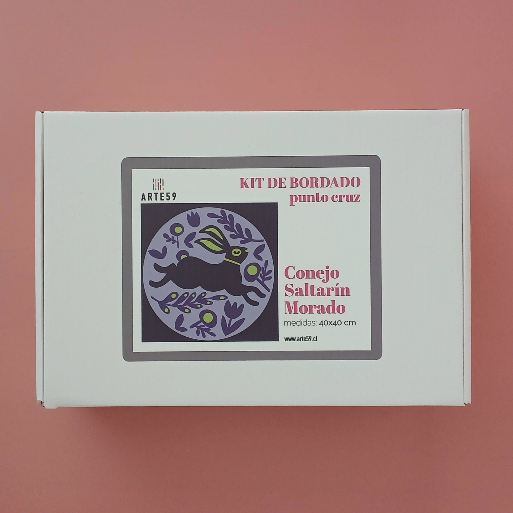 Arte59 Kit de 40x40 cm Kit conejo saltarín morado 40x40 cm
