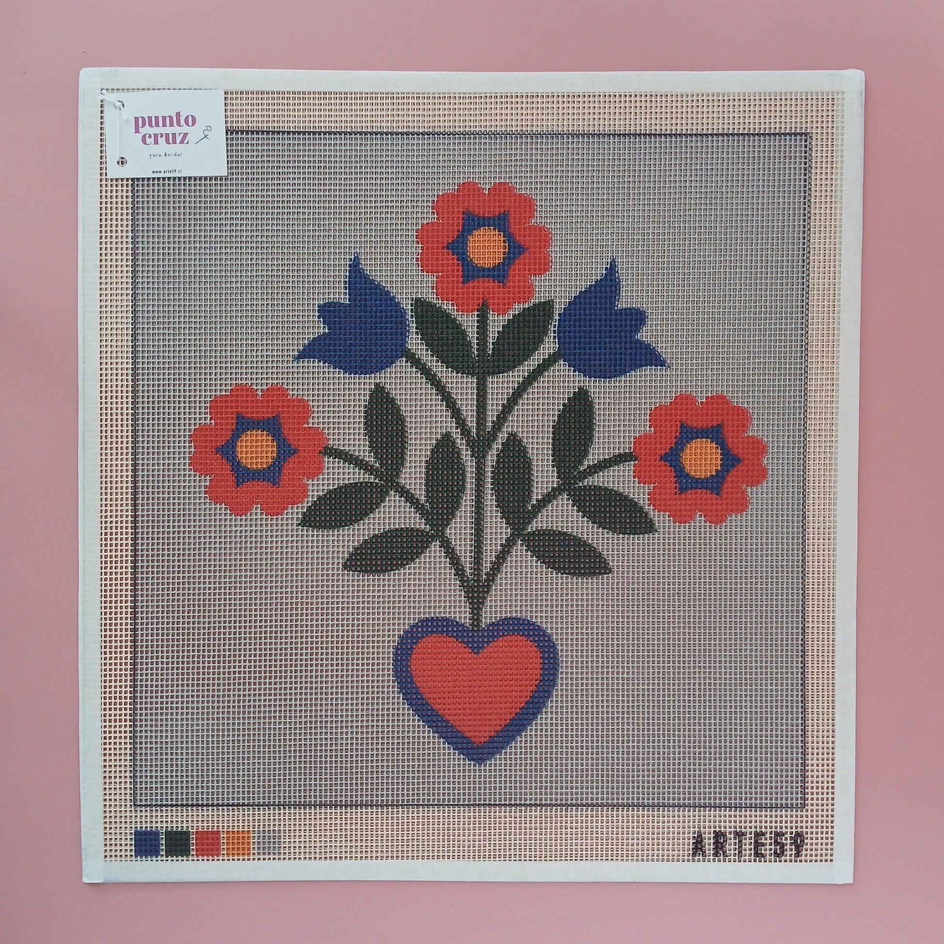 Arte59 Kit de 40x40 cm Kit flor y corazón rojo 40x40
