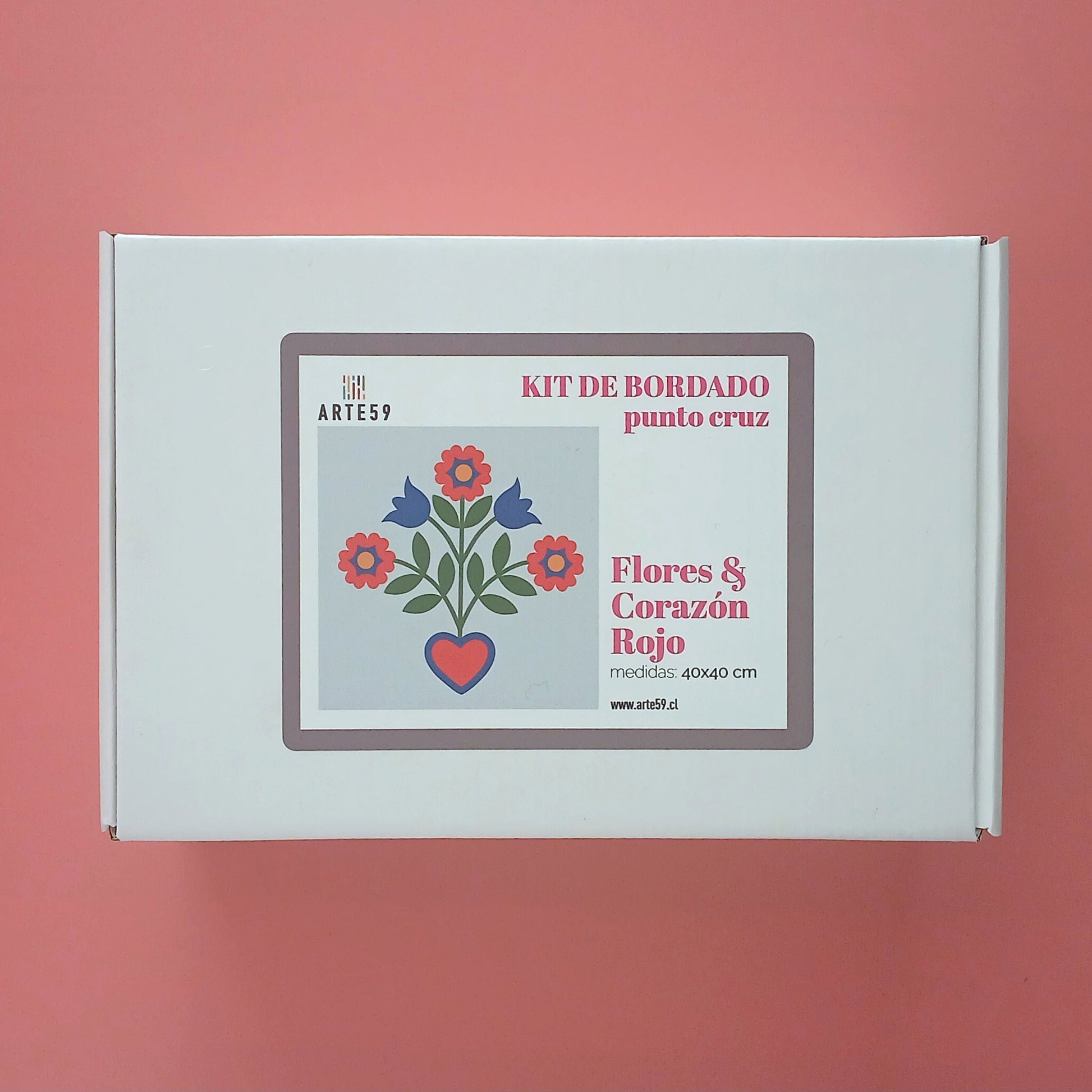 Arte59 Kit de 40x40 cm Kit flor y corazón rojo 40x40