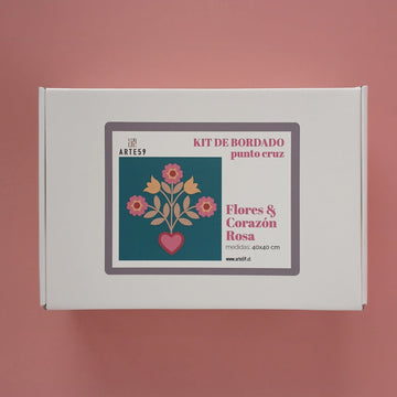 Arte59 Kit de 40x40 cm Kit flor y corazón rosa 40x40