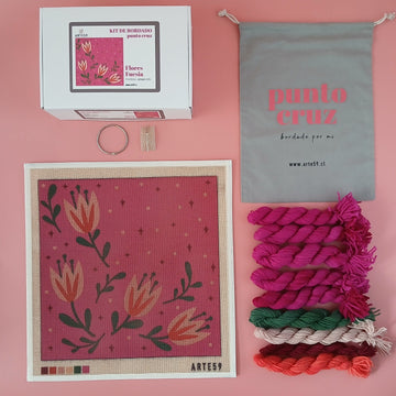 Arte59 Kit de 40x40 cm Kit flores fucsia 40x40