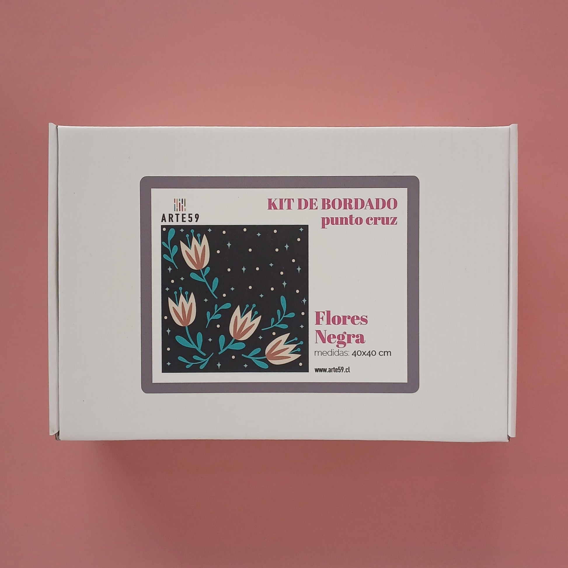 Arte59 Kit de 40x40 cm Kit flores negras 40x40