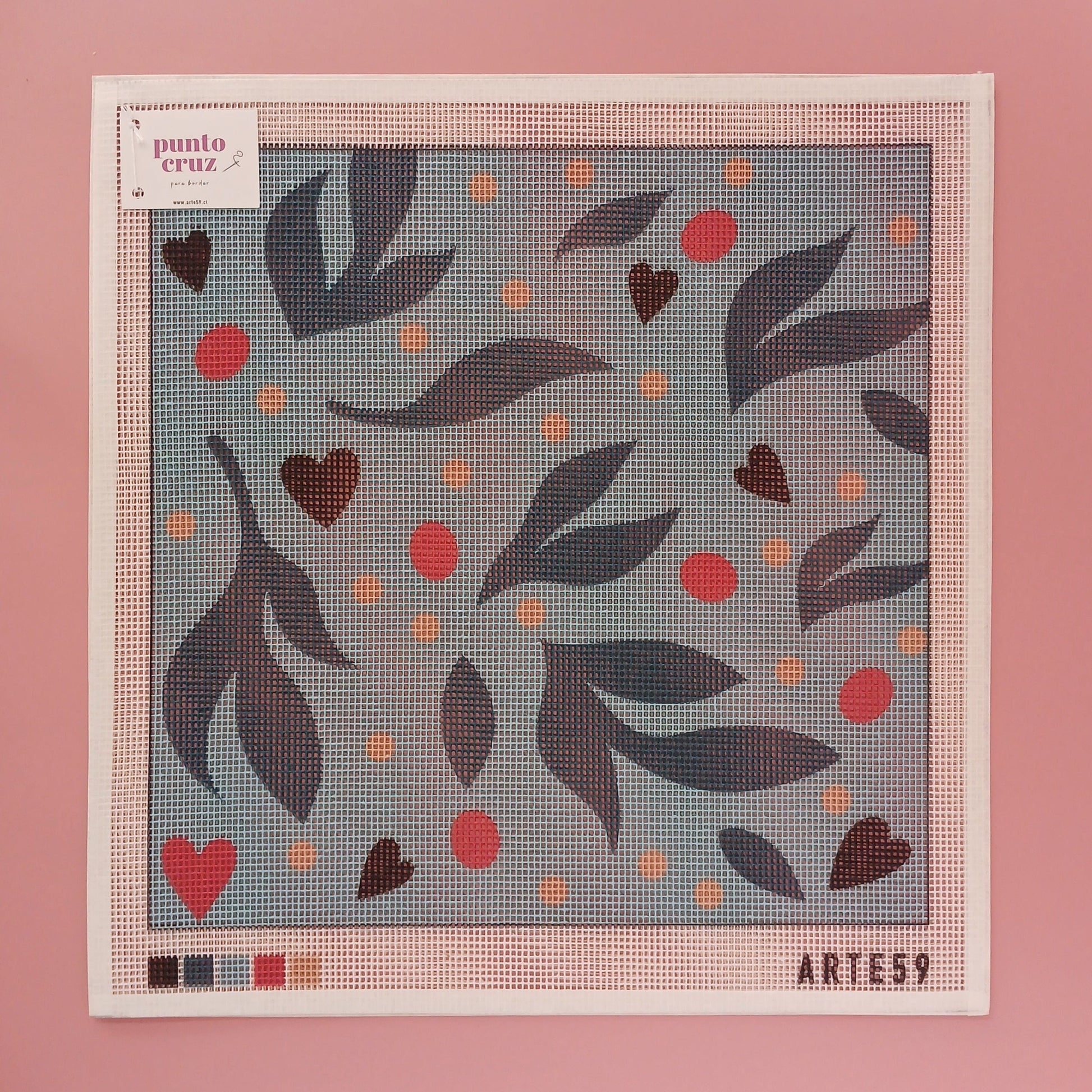 Arte59 Kit de 40x40 cm Kit hojas y corazones azules 40x40
