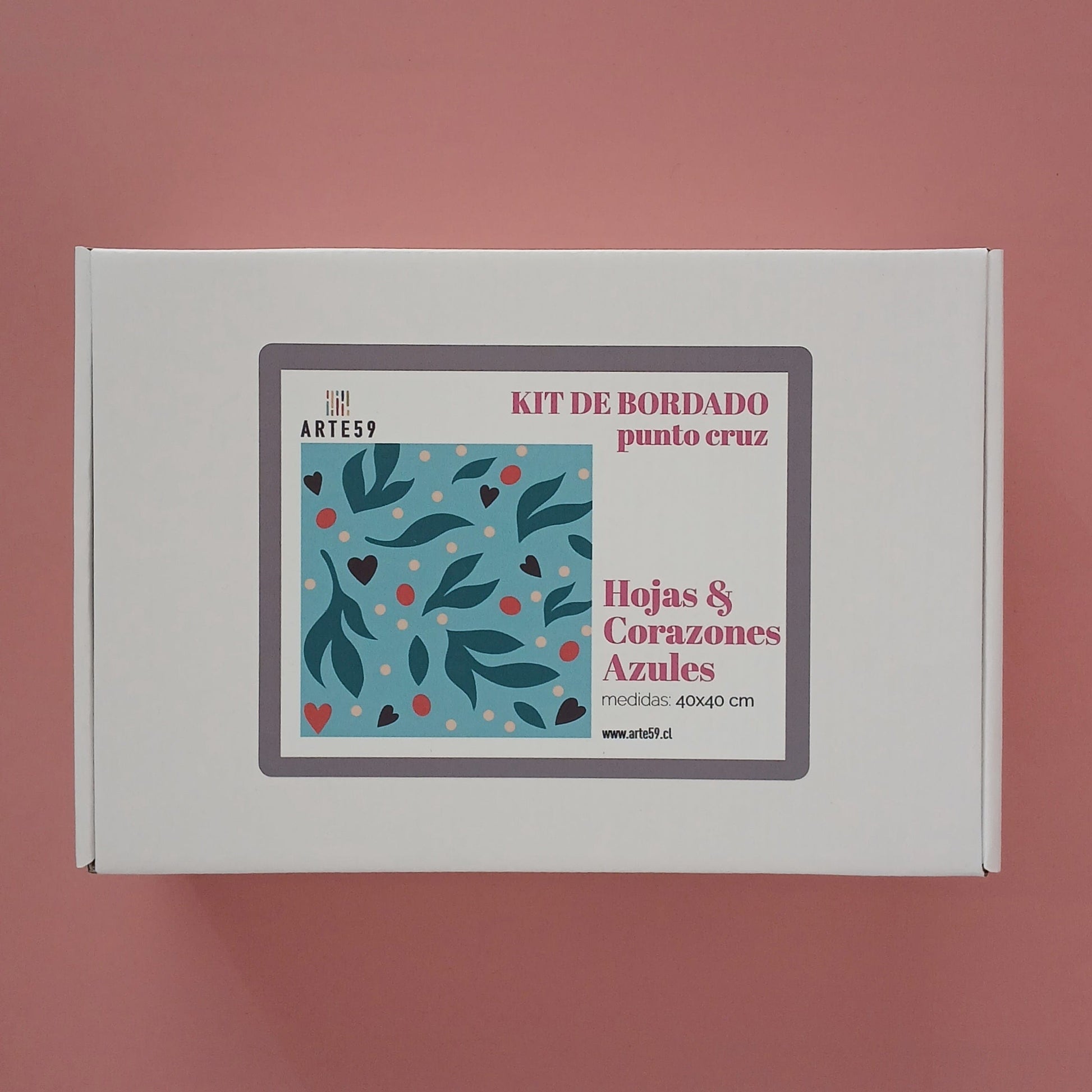 Arte59 Kit de 40x40 cm Kit hojas y corazones azules 40x40