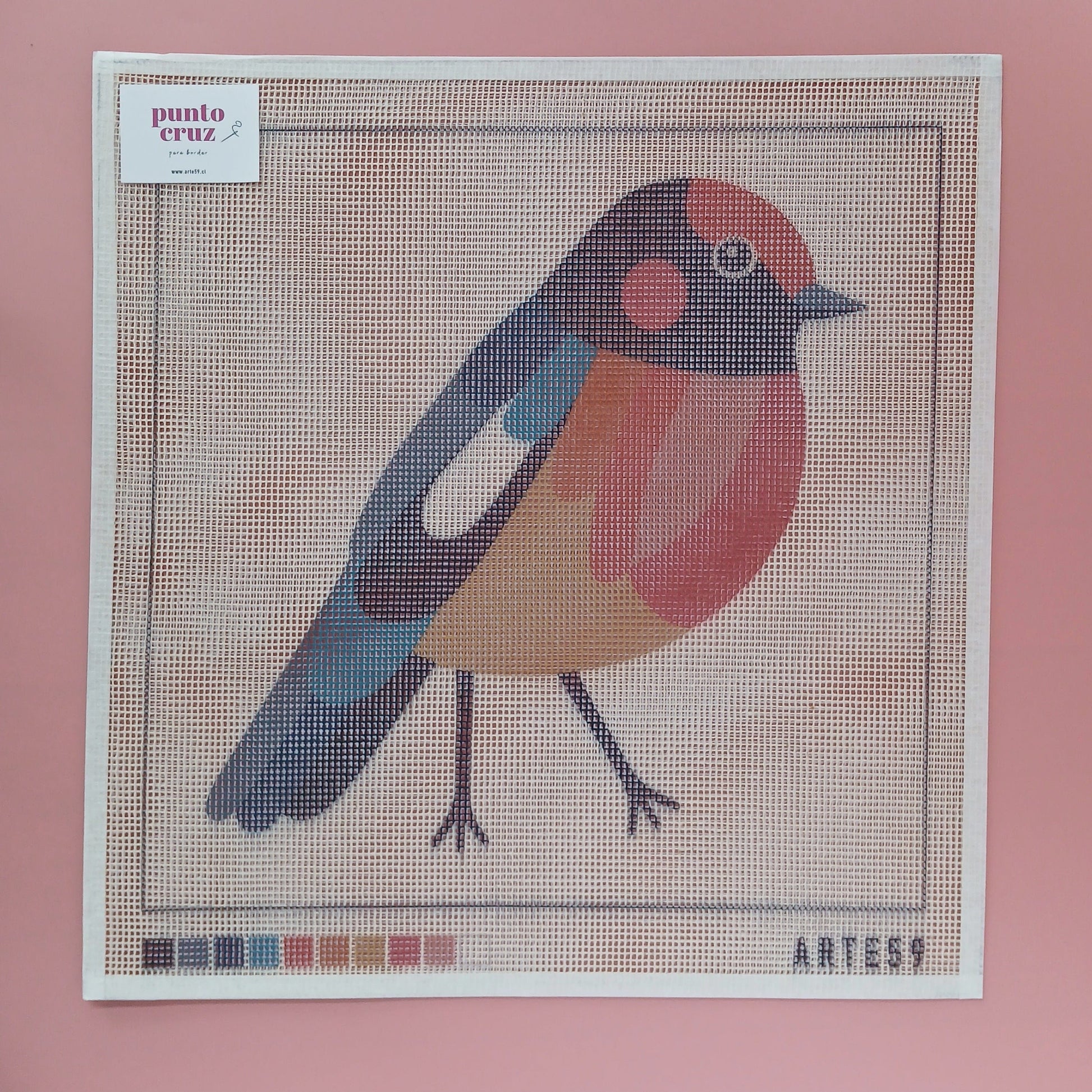 Arte59 Kit de 40x40 cm Kit pájaro rosa 40x40