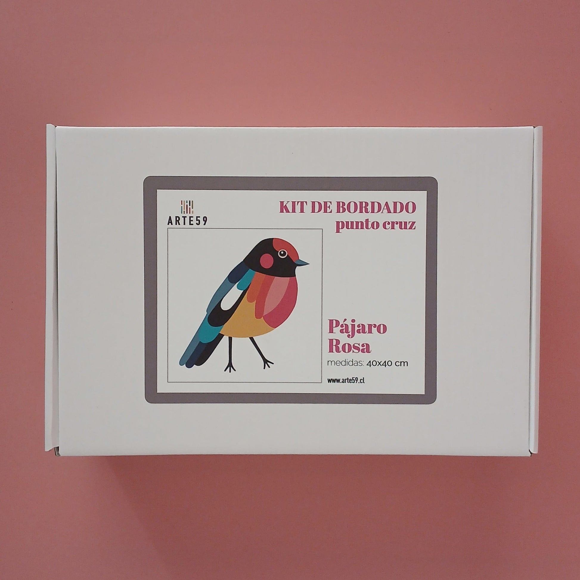 Arte59 Kit de 40x40 cm Kit pájaro rosa 40x40