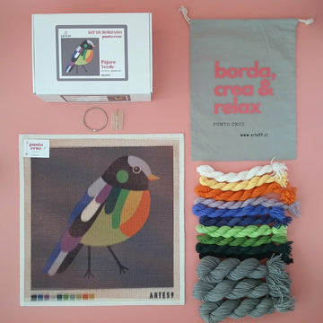Arte59 Kit de 40x40 cm Kit pájaro verde 40x40