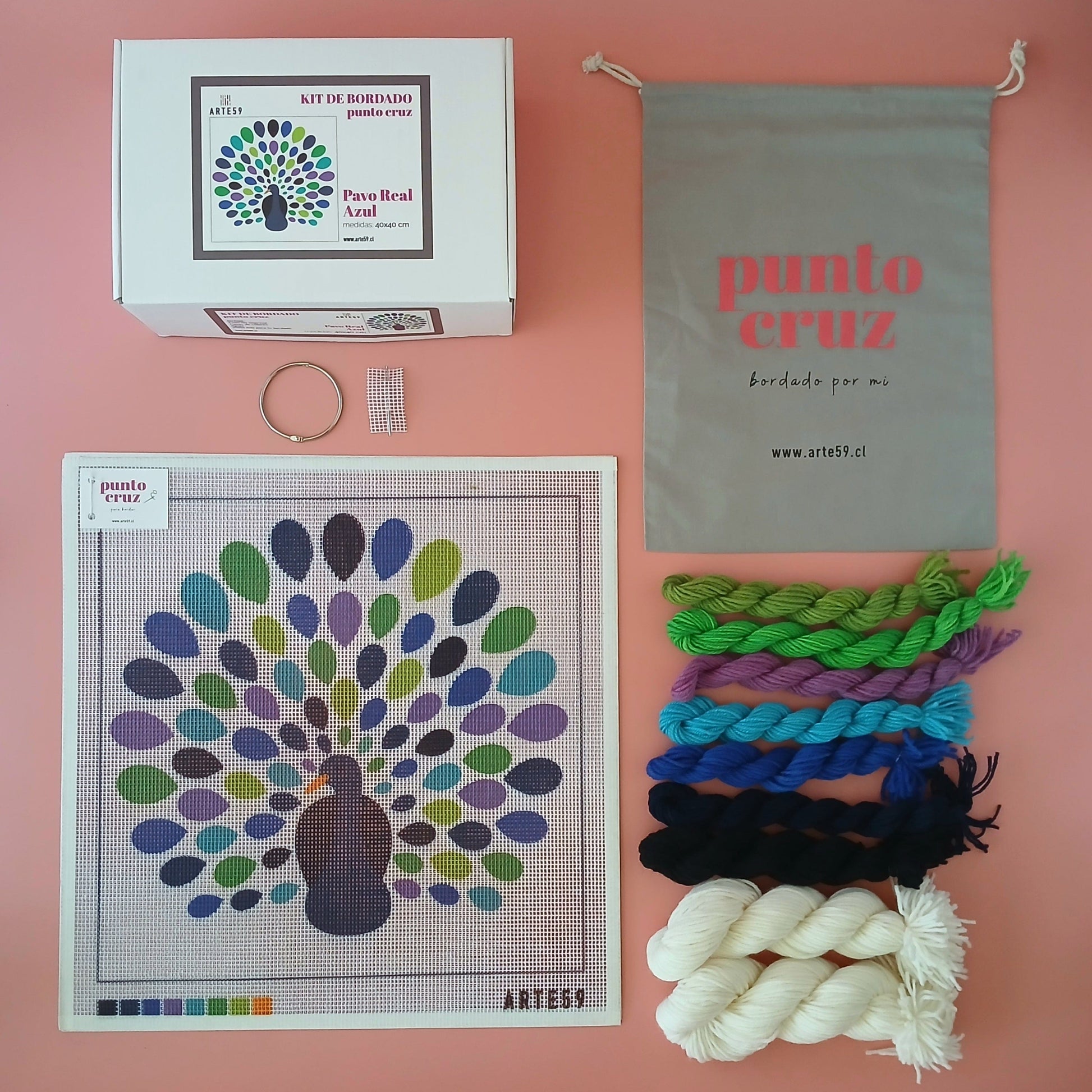 Arte59 Kit de 40x40 cm Kit pavo real azul 40x40 cm