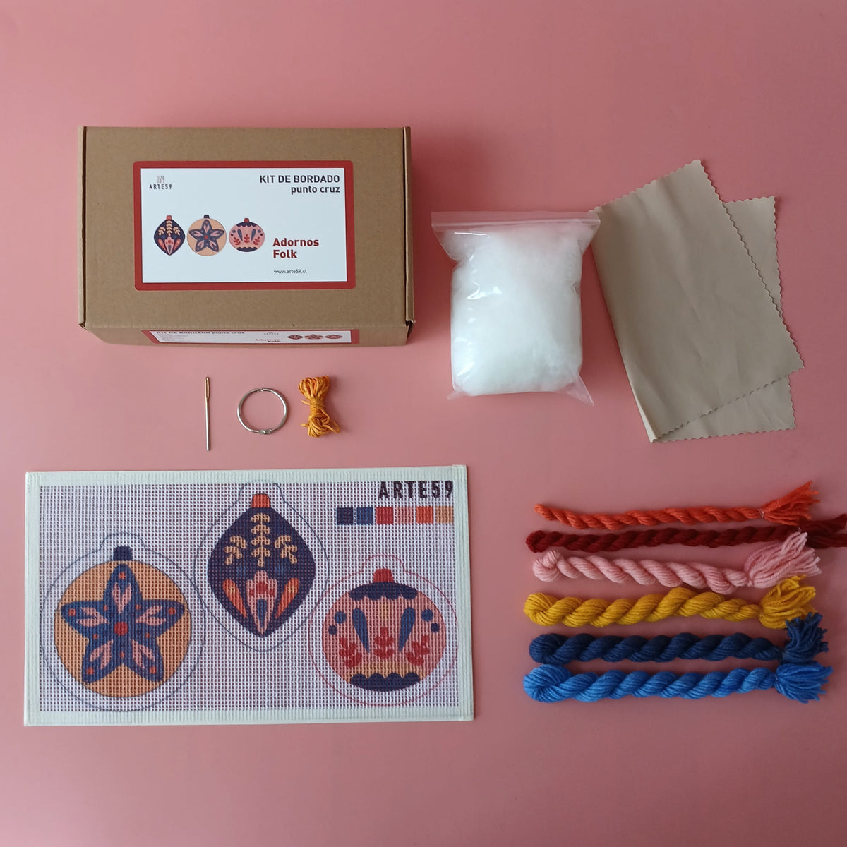 Arte59 Kit de bordado: Colección Navidad Kit Navidad: adornos folk