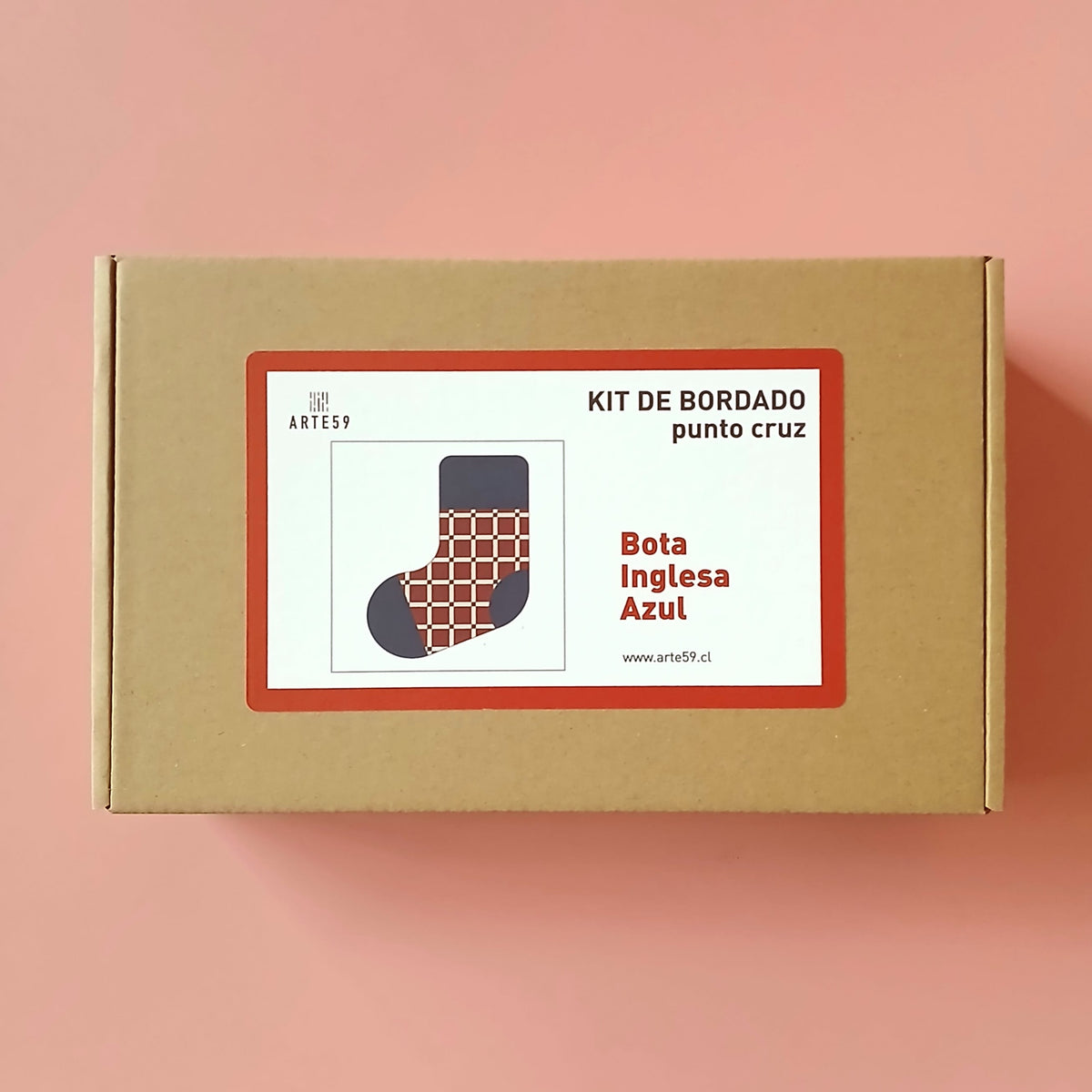 Arte59 Kit de bordado: Colección Navidad Kit Navidad: bota inglesa azul