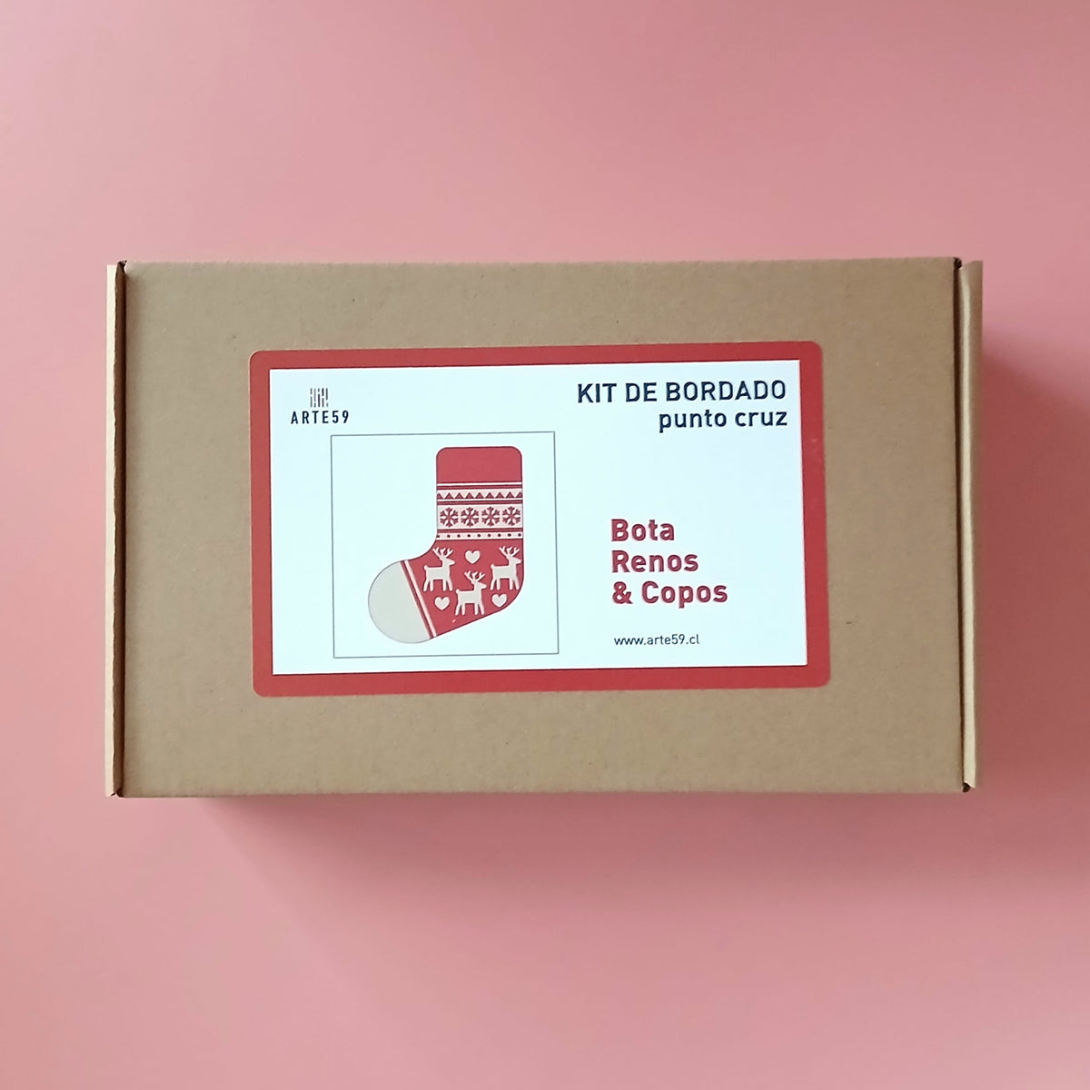 Arte59 Kit de bordado: Colección Navidad Kit Navidad: bota renos y copos