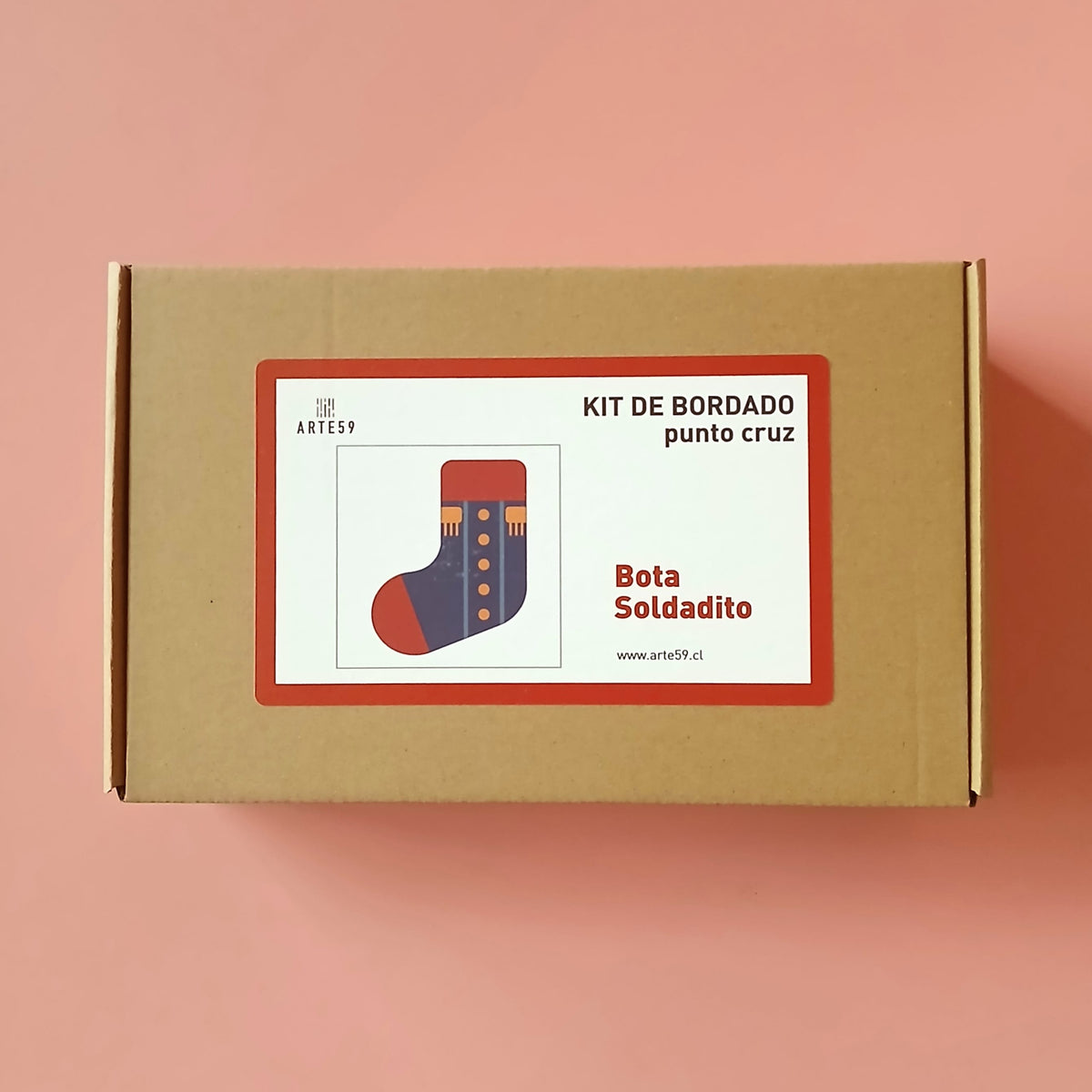 Arte59 Kit de bordado: Colección Navidad Kit Navidad: bota soldadito