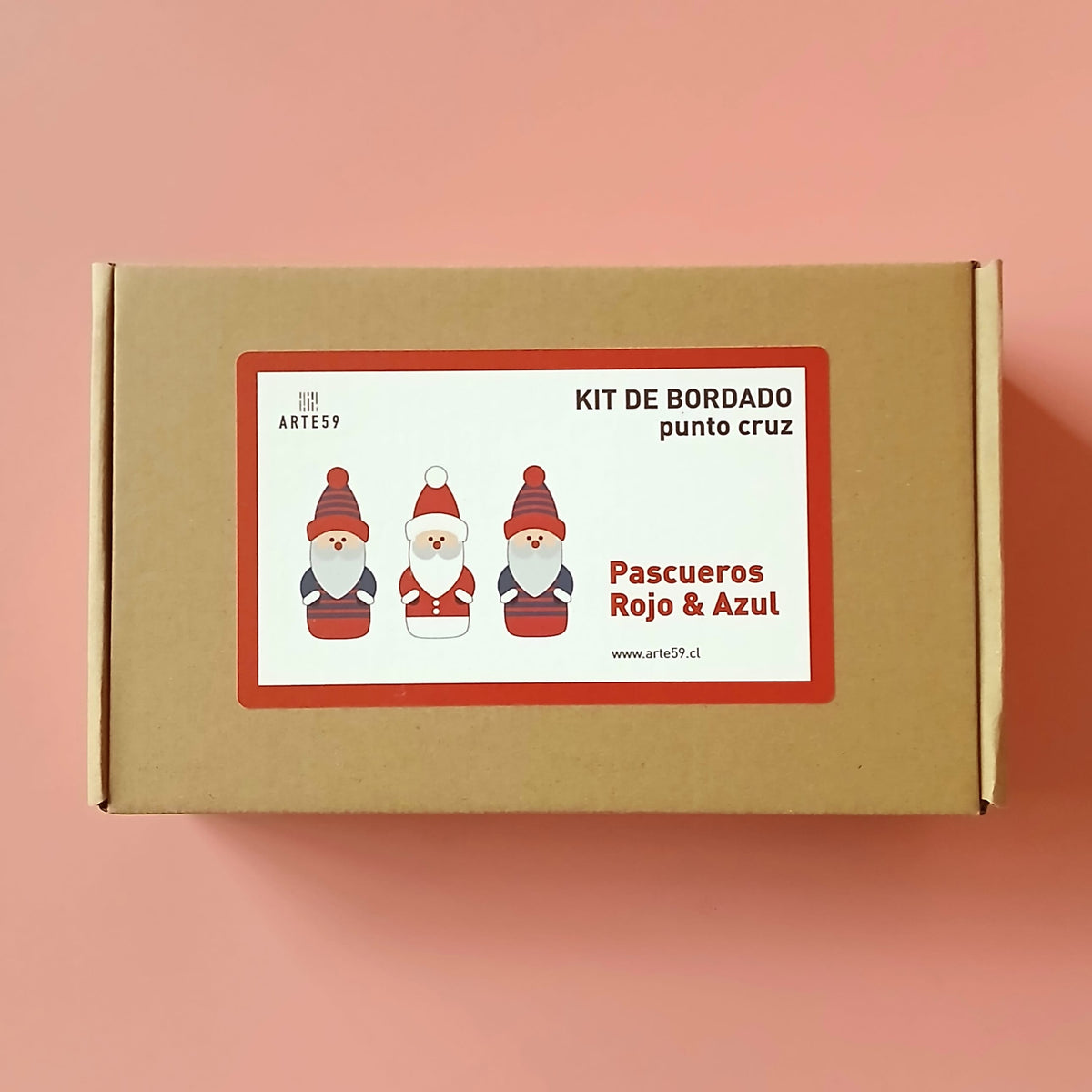 Arte59 Kit de bordado: Colección Navidad Kit Navidad: pascueros rojo y azul