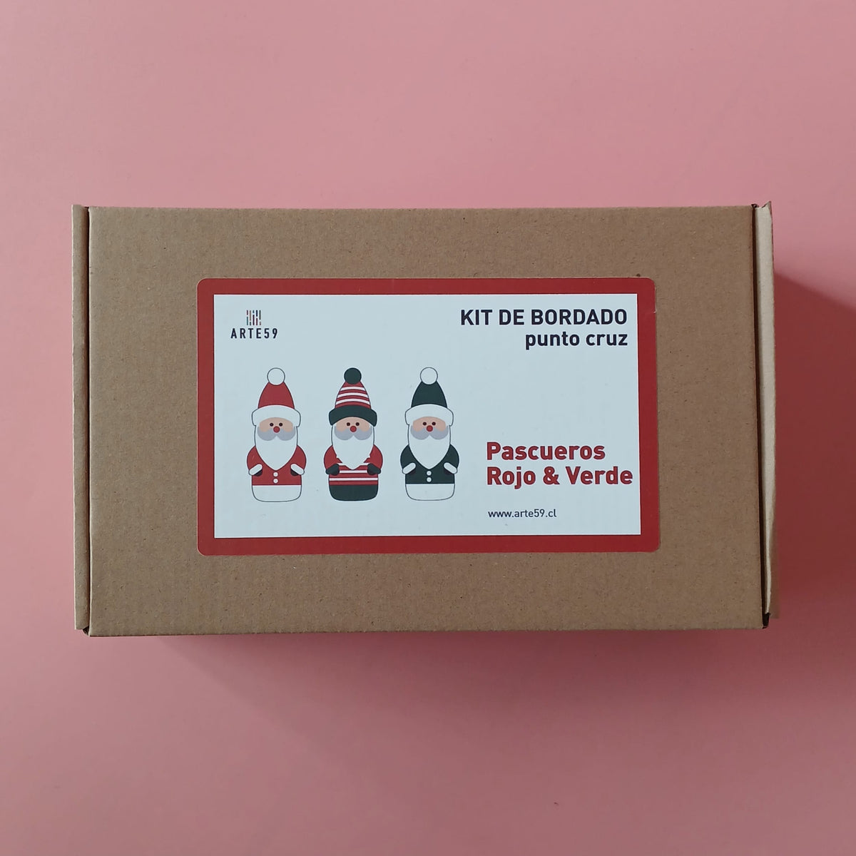 Arte59 Kit de bordado: Colección Navidad Kit Navidad: pascueros rojo y verde