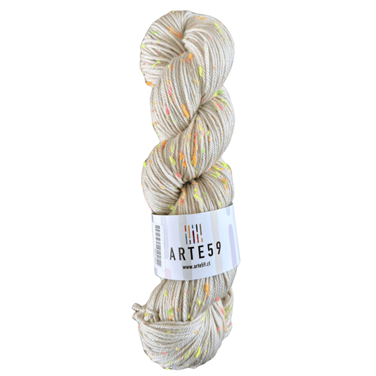 Arte59 Merino DK tweed flúor gris hueso 111