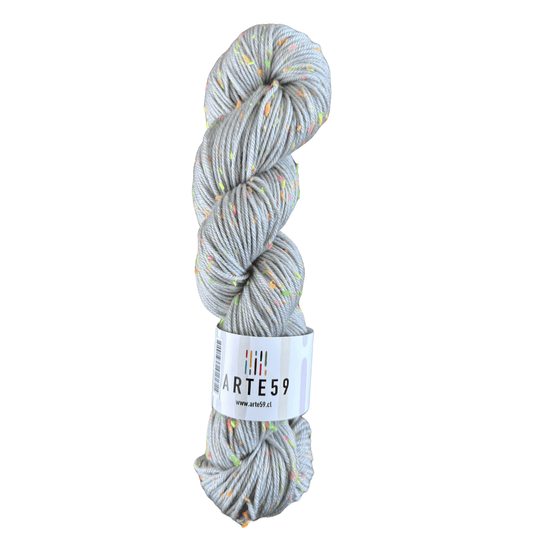 Arte59 Merino DK tweed flúor gris perla 136