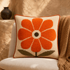 Kit 40x40 cm flor grande naranja bordado terminado