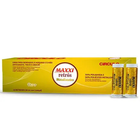 Modista Accesorios para bordar Hilo Maxxi Retros Metalizado Dorado